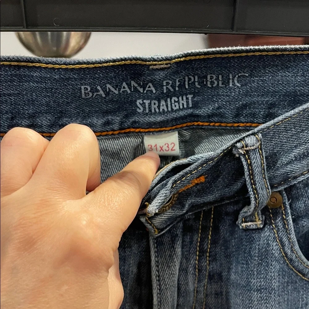 Banana Republic Men's Faded Blue Jeans Distressed Straight 31x32 2012 Y2K indigo